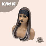 JBEXTENSION 22 Inches Straight Grey Brown Silver Ombre Headband Wig KIM K