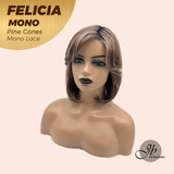 JBEXTENSION FELICIA MONO Full Monofilament Handmade Full Lace Full Hand Tied Wig 11 Inches Pine Cones Mono Lace Handmade Futura Fiber Wig with Anti-slip Silicone Strips Glueless Wig FELICIA MONO - PINE CONES【BENDY EAR TABS】