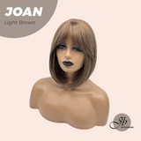 JBEXTENSION 10 Inches Bob Cut Light Brown Wig with Bangs JOAN LIGHT BROWN