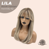JBEXTENSION 20 Inches Scalpiana Blonde Highlight Wolf Cut 3.5X4 Hard Silky Top Natural Scalp Effect Wig With Bangs LILA BLONDE HIGHLIGHT