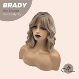 JBEXTENSION 12 Inches Scalpiana Wave Mix Blonde 3.5X4 Hard Silky Top Natural Scalp Effect Wig with Bangs BRADY MIX BLONDE