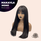 JBEXTENSION MAKAYLA MONO Monofilament Handmade Wig 6X5 Full Monofilament Hand Tied Top Wig 23 Inches Long Black Straight Mono Lace Handmade Futura Fiber Glueless Black Sapphire Wig MAKAYLA MONO【BENDY EAR TABS】