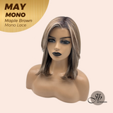 JBEXTENSION MAY MONO Monofilament Handmade Wig 6X5 Full Monofilament Hand Tied Top Wig 14 Inches Maple Brown Mono Lace Wig with Anti-slip Silicone Strips Glueless Wig MAY MONO - MAPLE BROWN【BENDY EAR TABS】