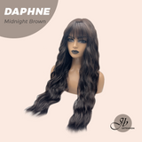 JBEXTENSION 29 Inches Long Body Wave Midnight Brown(Black/Brown) Wig With Bangs DAPHNE MIDNIGHT BROWN