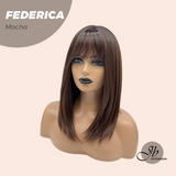 JBEXTENSION 16 Inches Short Bob Cut Mocha Wig with Bangs FEDERICA MOCHA