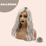 JBEXTENSION 18 Inches Wave Silver Wig with Dark Root Women Fashion Full Machine Wig BALLERINA【PERMATEASE】