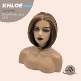 JBEXTENSION 12 Inches Bob Cut Caramel Pre-Cut 13X6 Free Part Snowflake Lace Frontlace Glueless Wig KHLOE PRO - CARAMEL【BENDY EAR TABS】