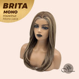 JBEXTENSION BRITA MONO Monofilament Handmade Wig 6X5 Full Monofilament Hand Tied Top Wig 22 Inches Hazelnut Mono Lace Wig with Anti-slip Silicone Strips Glueless Wig BRITA MONO HAZELNUT【BENDY EAR TABS】
