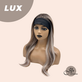 JBEXTENSION 22 Inches Medium Brown Base with Silver Blonde Ombre Highlights Headband Wig LUX
