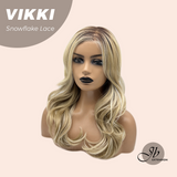 JBEXTENSION 18 Inches Mix Blonde Long Pre-Cut T Part Snowflake Lace Frontlace Glueless Wig VIKKI【BENDY EAR TABS】