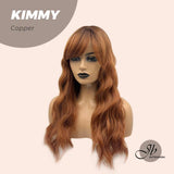 JBEXTENSION 24 Inches Copper Body Wave With Bangs Wig KIMMY COPPER