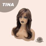 JBEXTENSION 18 Inches Brown Mocha Curly Women Fashion Full Machine Wig TINA【PLUS PERMATEASE】【BENDY EAR TABS】