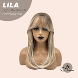 JBEXTENSION 20 Inches Scalpiana Light Mix Blonde Wolf Cut 3.5X4 Hard Silky Top Natural Scalp Effect Wig With Bangs LILA LIGHT MIX BLONDE