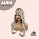 JBEXTENSION 26 Inches Long Ash Blonde Wig with Bangs AURA ASH BLONDE