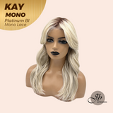 JBEXTENSION KAY MONO Full Monofilament Handmade Full Lace Full Hand Tied Wig 19 Inches Platinum Blonde Mono Lace Handmade Futura Fiber Wig with Anti-slip Silicone Strips Glueless Wig KAY MONO - PLATINUM BLONDE【BENDY EAR TABS】