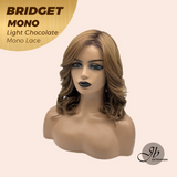 JBEXTENSION BRIDGET MONO Monofilament Handmade Wig 6X5 Full Monofilament Hand Tied Top Wig 15 Inches Light Chocolate Mono Lace Wig With Anti-slip Silicone Strips Glueless Wig BRIDGET MONO LIGHT CHOCOLATE【BENDY EAR TABS】