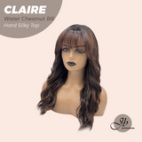 JBEXTENSION 22 Inches Scalpiana Water Chestnut Brown 3.5X4 Hard Silky Top Natural Scalp Effect Women Wig with Bangs CLAIRE SILKY TOP - WATER CHESTNUT BROWN