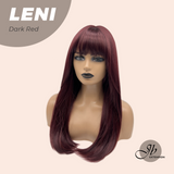 JBEXTENSION 22 Inches Dark Red Fashion Wig with Bangs LENI DARK RED