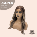 JBEXTENSION 22 Inches Brown Highlight Wave Fiber X, Tangle Less Pre-Cut Free Part Frontlace Glueless Wig KARLA【FIBER X】