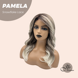 JBEXTENSION 18 Inches Curly Smog Ash Grey Pre-Cut Side Part Snowflake Lace Frontlace Glueless Wig PAMELA SNOWFLAKE【BENDY EAR TABS】