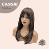 JBEXTENSION 19 Inches Long Cold Brown Wig with Bangs CASSIE COLD BROWN