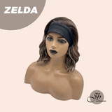 JBEXTENSION 14 Inches Wave Brown Highlight Chocolate‑Blonde Mix Headband Wig ZELDA