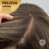 JBEXTENSION FELICIA MONO Full Monofilament Handmade Full Lace Full Hand Tied Wig 11 Inches Hazelnut Mono Lace Handmade Futura Fiber Wig with Anti-slip Silicone Strips Glueless Wig FELICIA MONO - HAZELNUT【BENDY EAR TABS】