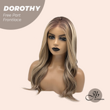 JBEXTENSION 22 Inches Mix Brown Curly Fiber X, Tangle Less Pre-Cut Free Part Frontlace Glueless Wig DOROTHY【FIBER X】