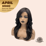 JBEXTENSION APRIL MONO Monofilament Handmade Wig 6X5 Full Monofilament Hand Tied Top Wig 18 Inches Natural Black Mono Lace Wig With Anti-slip Silicone Strips Glueless Wig APRIL MONO NATURAL BLACK【BENDY EAR TABS】