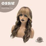 JBEXTENSION 22 Inches Scalpiana Long Wave Hazelnut 3.5X4 Hard Silky Top Natural Scalp Effect Wig with Bangs OSSIE HAZELNUT