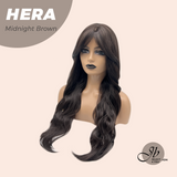 JBEXTENSION 28 Inches Long Wave Midnight Brown(Black/Brown) Wig with Bangs HERA MIDNIGHT BROWN