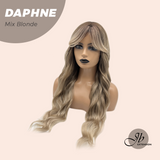 JBEXTENSION 29 Inches Long Body Wave Mix Blonde Wig With Bangs DAPHNE MIX BLONDE