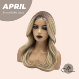 JBEXTENSION 20 Inches Mix Blonde Long Curly Pre-Cut T Part Snowflake Lace Frontlace Glueless Wig APRIL SNOWFLAKE【BENDY EAR TABS】