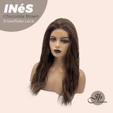 JBEXTENSION 22 Inches Chocolate Brown Pre-Cut Snowflake Lace Frontlace Glueless Wig INéS CHOCOLATE BROWN【PERMATEASE】【BENDY EAR TABS】