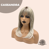JBEXTENSION 18 Inches Ash Blonde White Wig with Bangs Women Fashion Full Machine Wig CASSANDRA【PERMATEASE】
