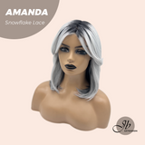 JBEXTENSION 16 Inches Grey Silver with Dark Root Pre-Cut Arc Snowflake Lace Frontlace Glueless Wig AMANDA SNOWFLAKE【BENDY EAR TABS】