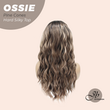 JBEXTENSION 22 Inches Scalpiana Long Wave Pine Cones 3.5X4 Hard Silky Top Natural Scalp Effect Wig with Bangs OSSIE PINE CONES