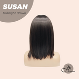 JBEXTENSION Peluca marrón fría con corte Bob corto de 16 pulgadas con flequillo FEDERICA