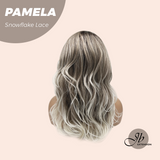 JBEXTENSION 18 Inches Curly Smog Ash Grey Pre-Cut Side Part Snowflake Lace Frontlace Glueless Wig PAMELA SNOWFLAKE【BENDY EAR TABS】