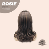 JBEXTENSION 16 Inches Brown Curly Women Pre-Cut Frontlace Glueless Wig with Bangs ROSIE BROWN
