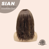 JBEXTENSION 16 Inches Brown Highlight Wave Top Snowflake Lace Glueless Wig SIAN HIGHLIGHT【PERMATEASE】【BENDY EAR TABS】