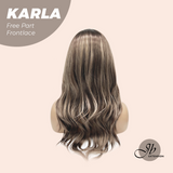 JBEXTENSION 22 Inches Brown Highlight Wave Fiber X, Tangle Less Pre-Cut Free Part Frontlace Glueless Wig KARLA【FIBER X】