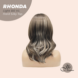 JBEXTENSION 15 Inches Scalpiana Curly Light Brown with Highlight 3.5X4 Hard Silky Top Natural Scalp Effect Wig with Bangs RHONDA LIGHT BROWN HIGHLIGHT