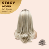 JBEXTENSION STACY MONO Monofilament Handmade Wig 6X5 Full Monofilament Hand Tied Top Wig 18 Inches Ash Blonde Mono Lace Wig with Anti-slip Silicone Strips Glueless Wig STACY MONO - ASH BLONDE【BENDY EAR TABS】