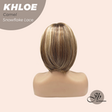 JBEXTENSION 12 Inches Bob Cut Camel Pre-Cut Snowflake Lace Frontlace Glueless Wig KHLOE CAMEL【PERMATEASE】【BENDY EAR TABS】- M/L