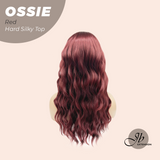 JBEXTENSION 22 Inches Scalpiana Long Wave Red 3.5X4 Hard Silky Top Natural Scalp Effect Wig with Bangs OSSIE RED