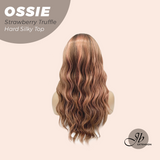 JBEXTENSION 22 Inches Scalpiana Long Wave Strawberry Truffle 3.5X4 Hard Silky Top Natural Scalp Effect Wig with Bangs OSSIE STRAWBERRY TRUFFLE