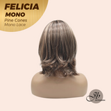 JBEXTENSION FELICIA MONO Full Monofilament Handmade Full Lace Full Hand Tied Wig 11 Inches Pine Cones Mono Lace Handmade Futura Fiber Wig with Anti-slip Silicone Strips Glueless Wig FELICIA MONO - PINE CONES【BENDY EAR TABS】
