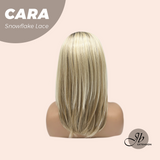 JBEXTENSION 16 Inches Mix Blonde Pre-Cut Side Part Snowflake Lace Frontlace Glueless Wig CARA【BENDY EAR TABS】