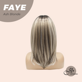 JBEXTENSION 16 Inches Straight Ash Blonde Wig with Bangs FAYE ASH BLONDE